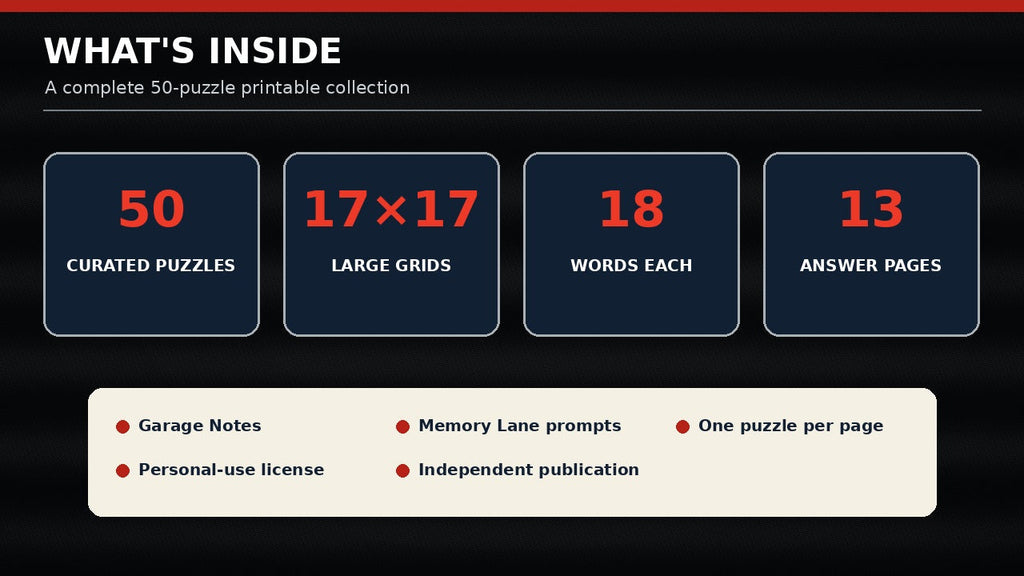 What is included in the American Muscle Cars word-search magazine