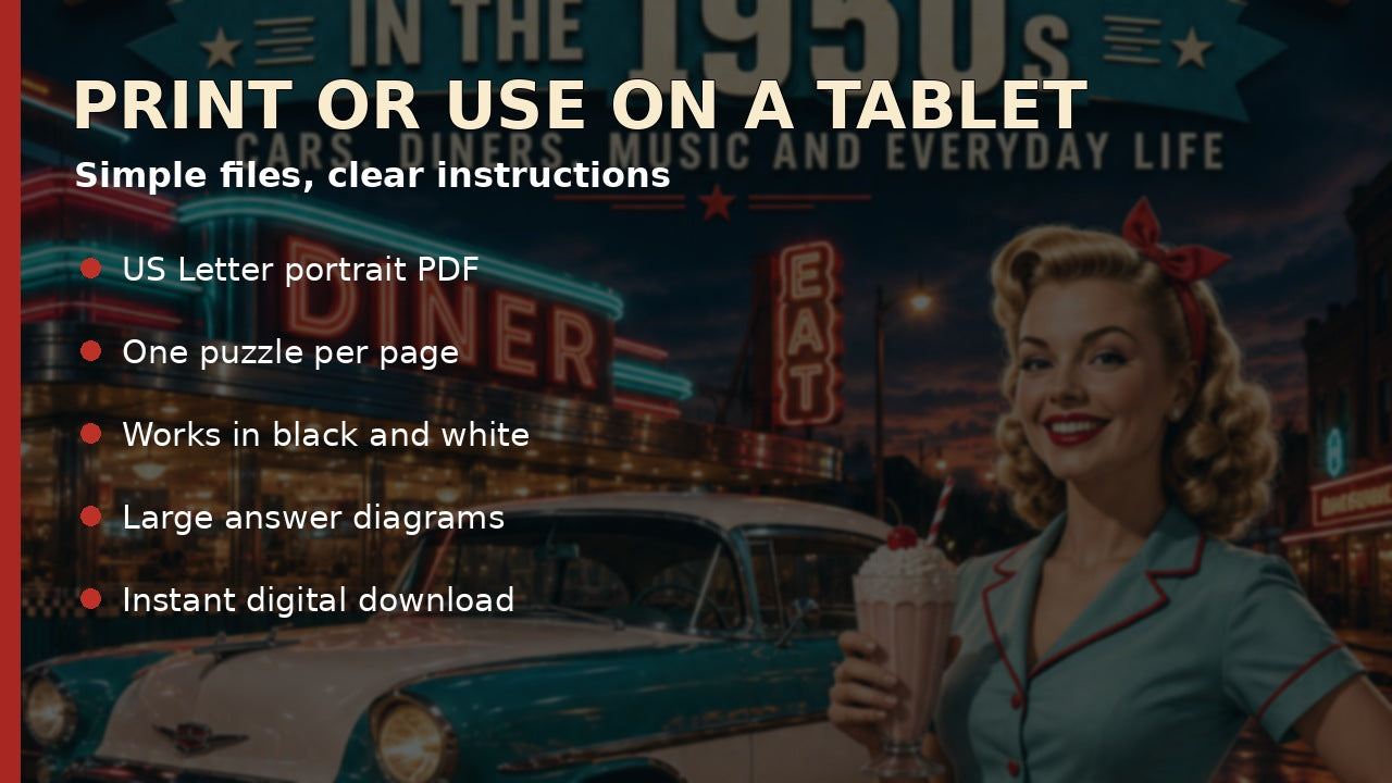 How to download, print, and use the 1950s word searches